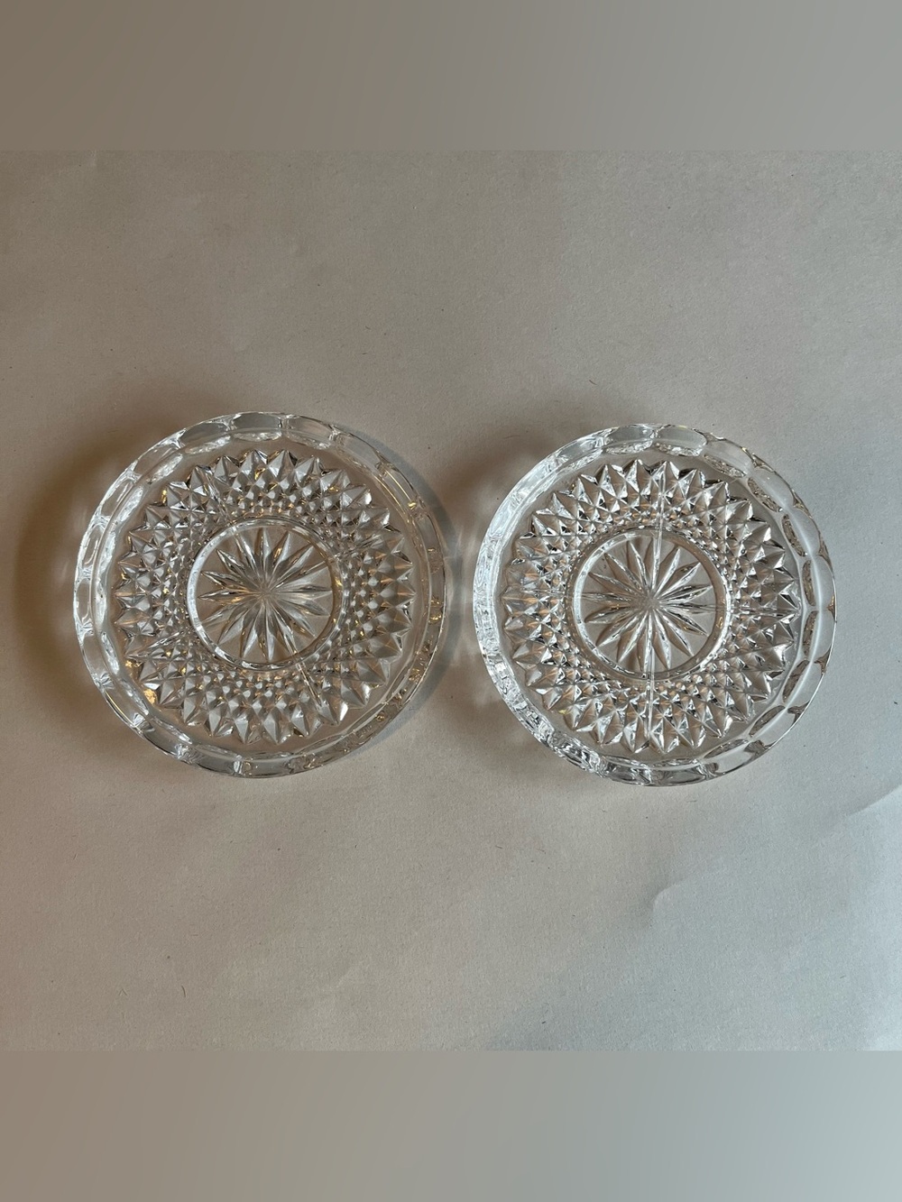 Vintage Anchor Hocking Wexford Pressed Glass Coasters - Set of 2